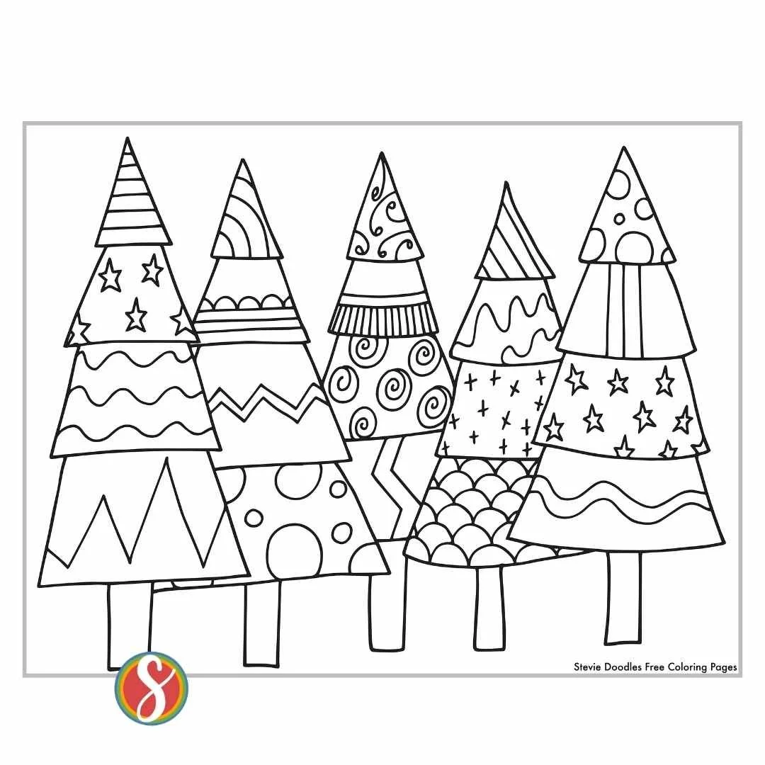 free christmas tree coloring pages — stevie doodles